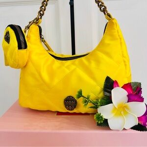 KURT GEIGER ~ Yellow Quilted Shoulder or Handbag w/Coin Purse & Nylon Strap